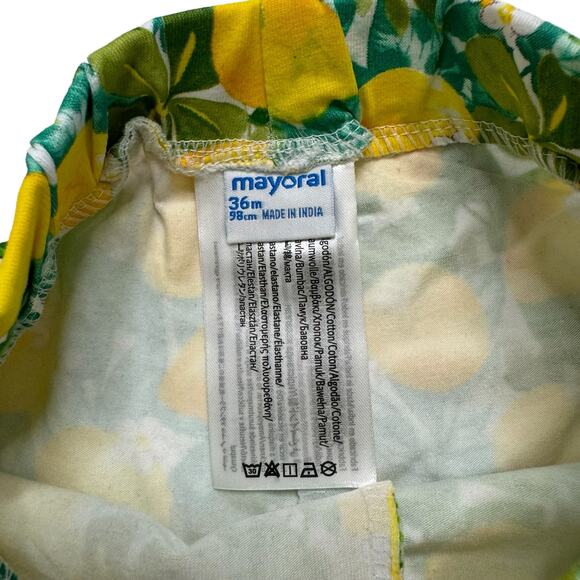 MAYORAL *NEW* Lemon Trees Bike Shorts Size 36m 3T (98cm) Girls Cotton Spandex - Picture 3 of 4